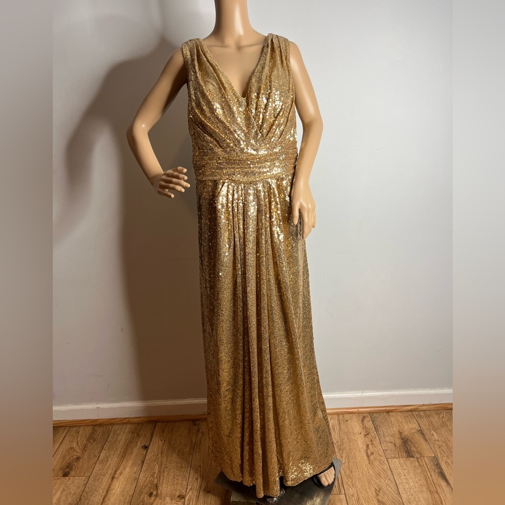 Macloth Gold Sequin Prom Dress